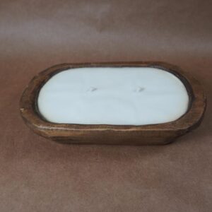 Hand-Carved Wooden Dough Bowl Citronella Soy Candle