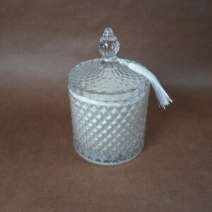 Hand-Poured Soy Wax Candle in Decorative Crystal Jar with Lid