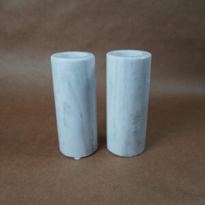 Stone Taper Candle Holder - White