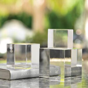 Crystal Glass Cube Bookends - Large