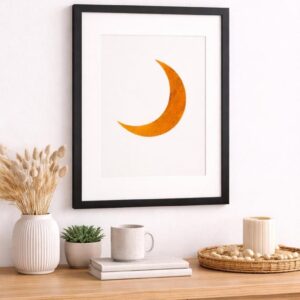 Vintage Simple Boho Solo Crescent Moon Art Print & Frame