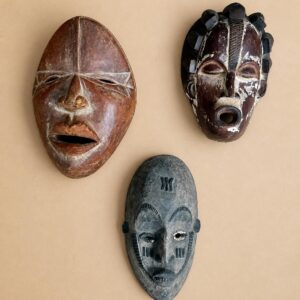Antique Hand Carved African Wooden Masks – Tribal Wall Art Set