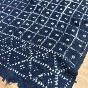 Vintage Indigo Mud Cloth Textile – Handwoven African Cotton Fabric Wall Hanging